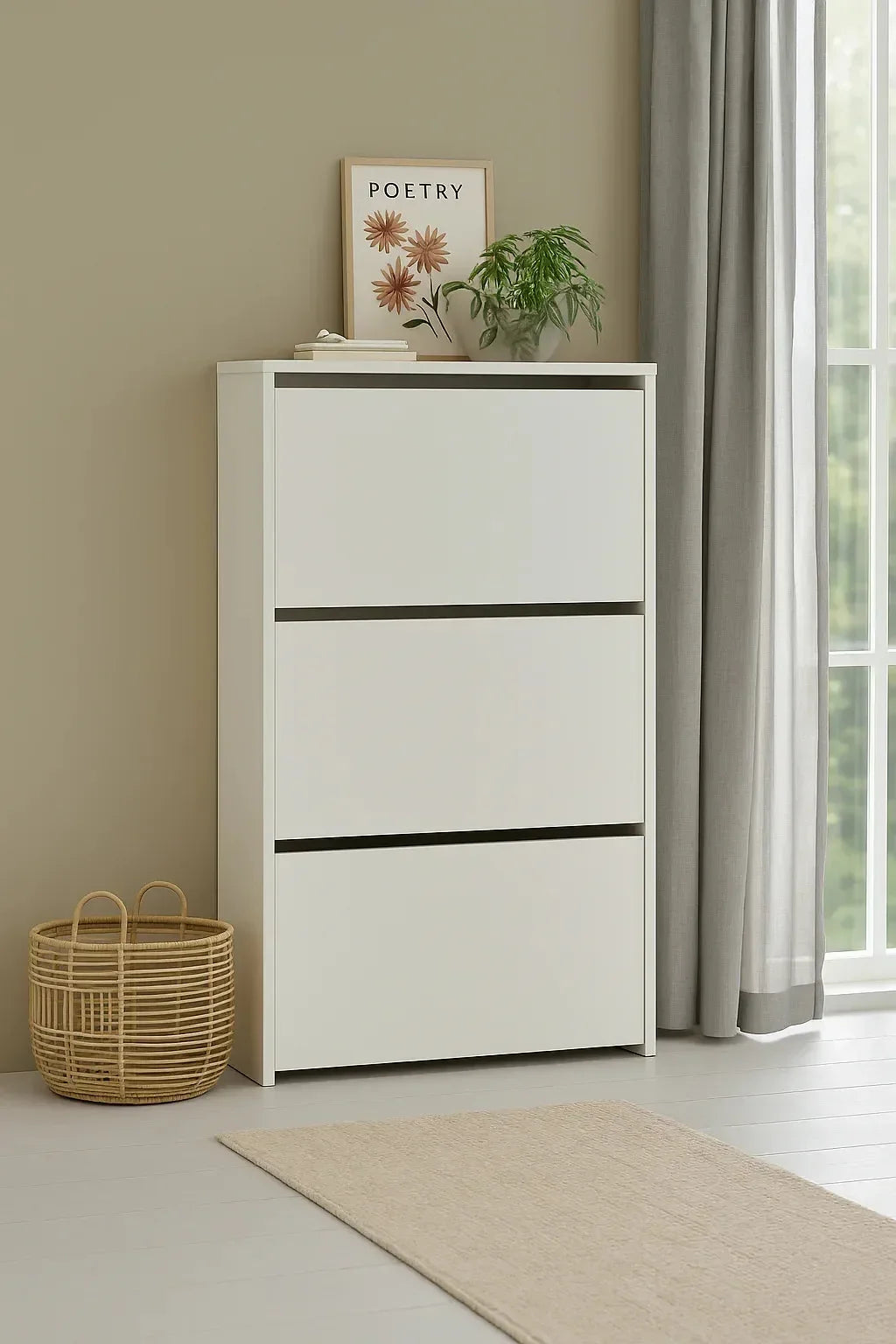 ✨ خزانة أحذية خشبية 3 أقسام – تنظيم عصري أنيق - TEROX